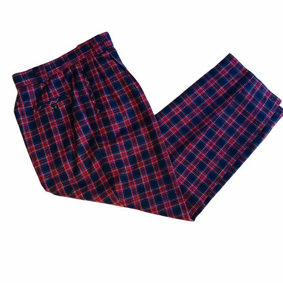 Vintage 90s Giorgio Sant’Angelo Wool Plaid Pants - Picture 2 of 7